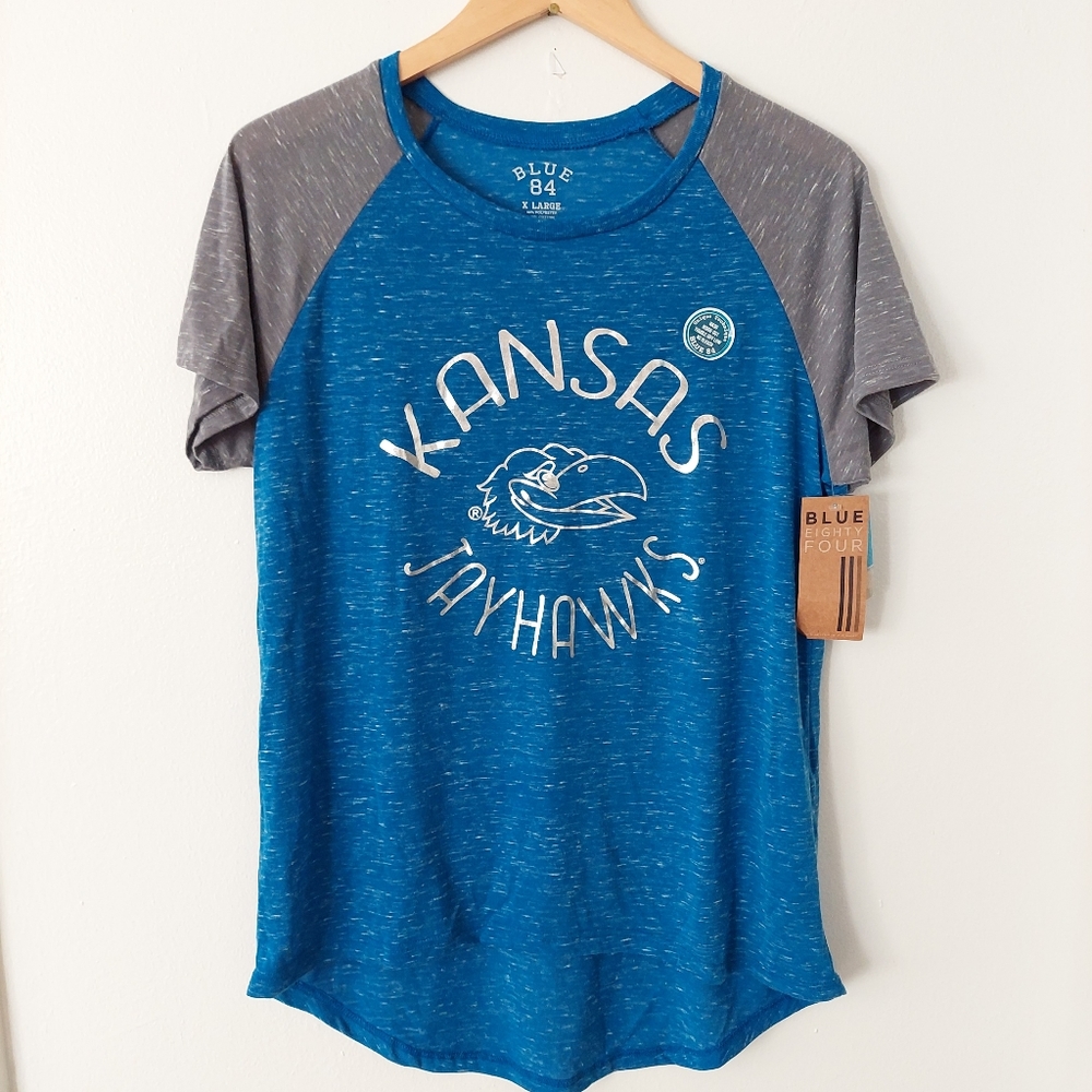 NWT Kansas Jayhawks Soft Burnout Foil T-Shirt Size XL